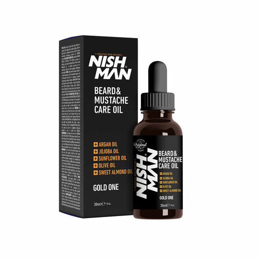 Nish Man Beard & Mustache szakáll és bajusz kondicionáló olaj Gold One 30ml