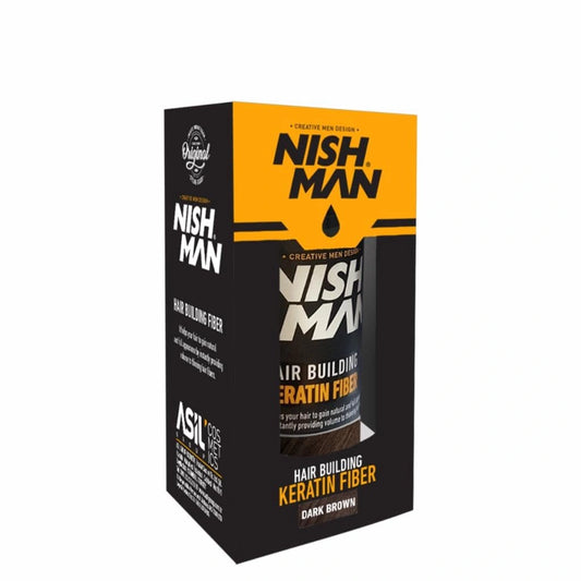 Nish Man Keratin Fiber dúsító és színező hatású folt kitöltő rostok (fekete) 20g
