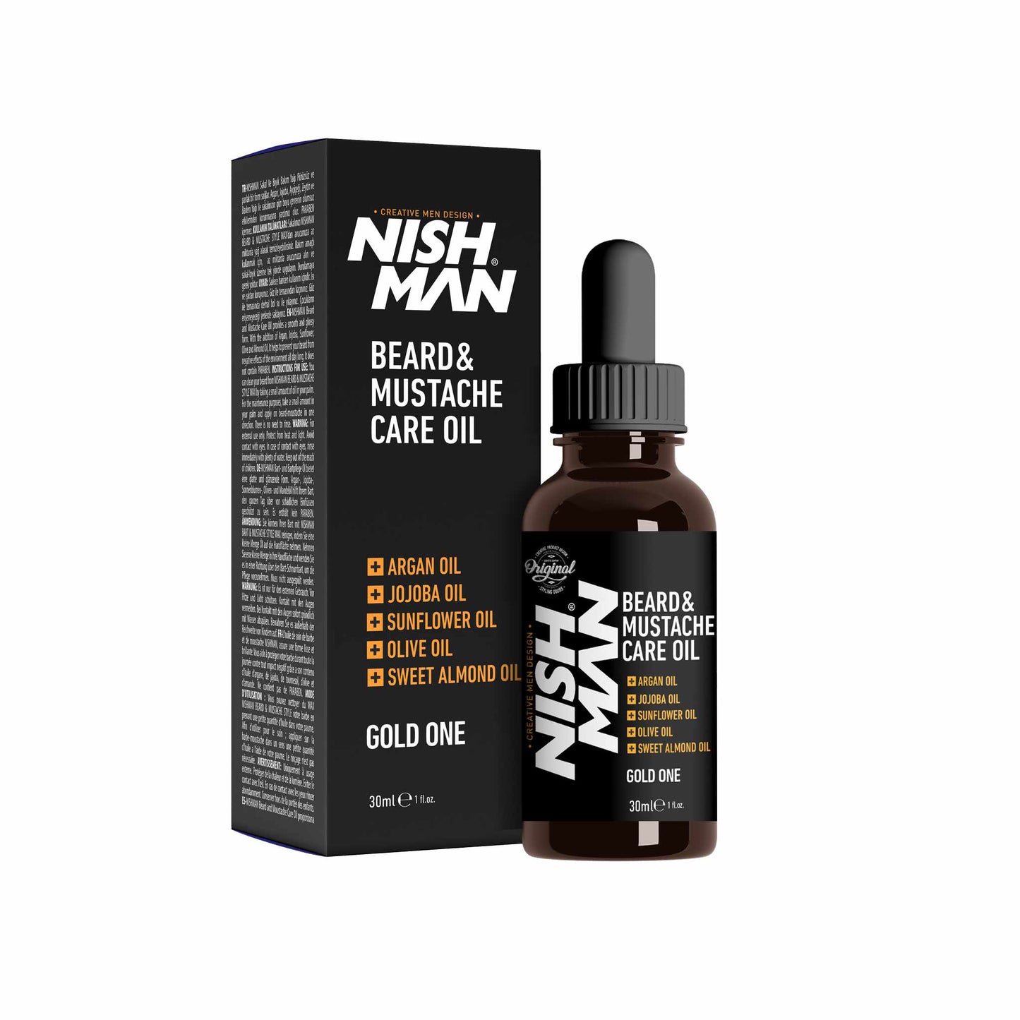 Nish Man Beard & Mustache szakáll és bajusz kondicionáló olaj Gold One 30ml